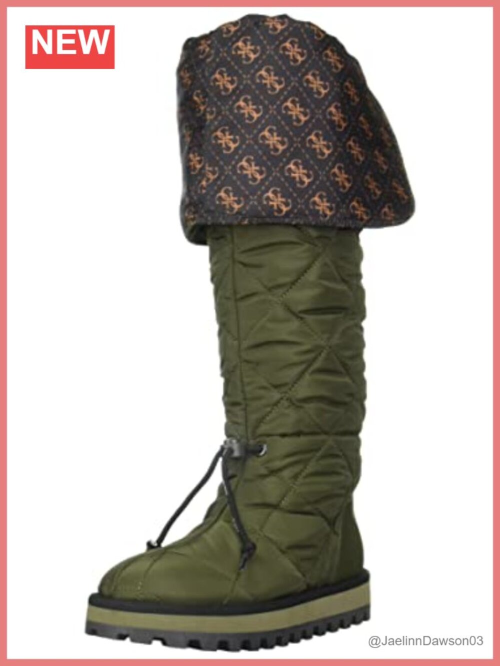 Quilted Nylon Over-the-Knee Boots Lug Sole Pull-On